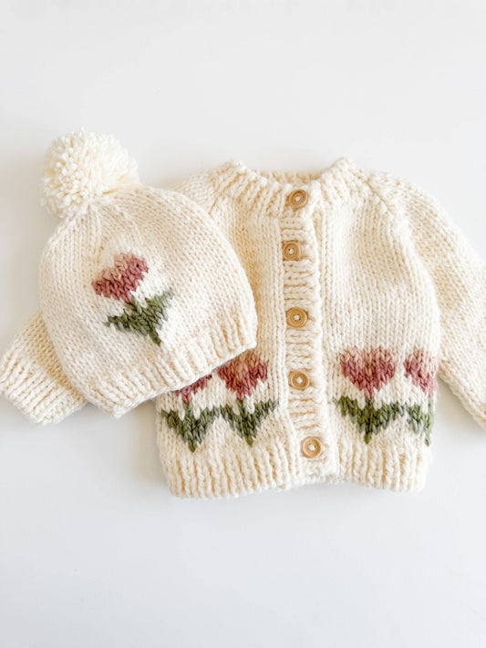 Tulip Flower Hat Baby Kid Beanie Fall Spring Matching: S; 6-24M