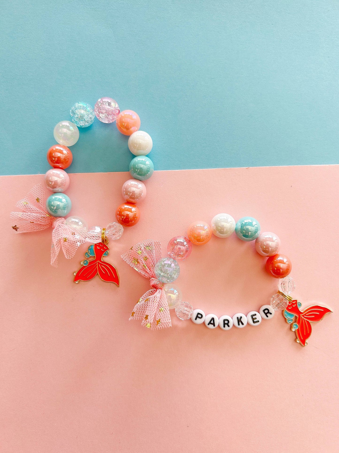 Mermaid Tail Kids Beaded Charm Bracelet