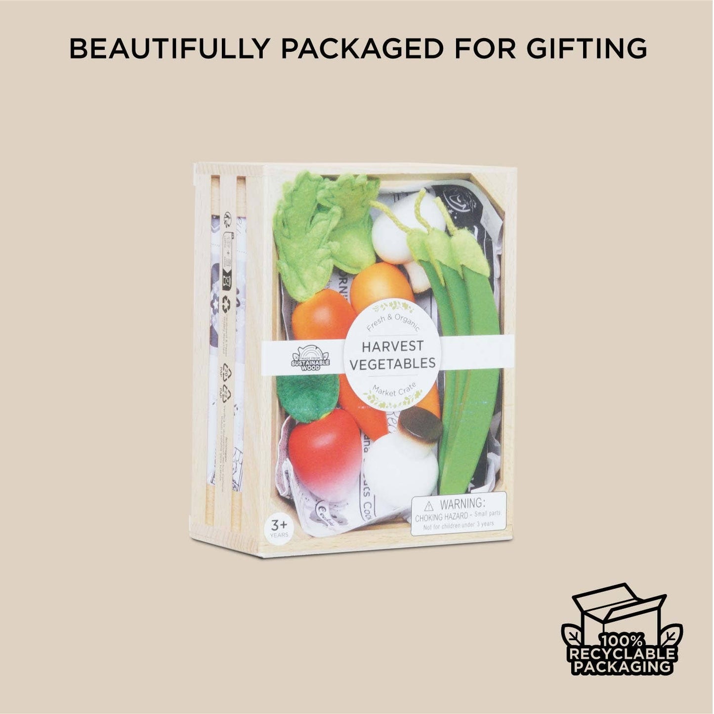 Harvest Vegetables Wooden Market Crate