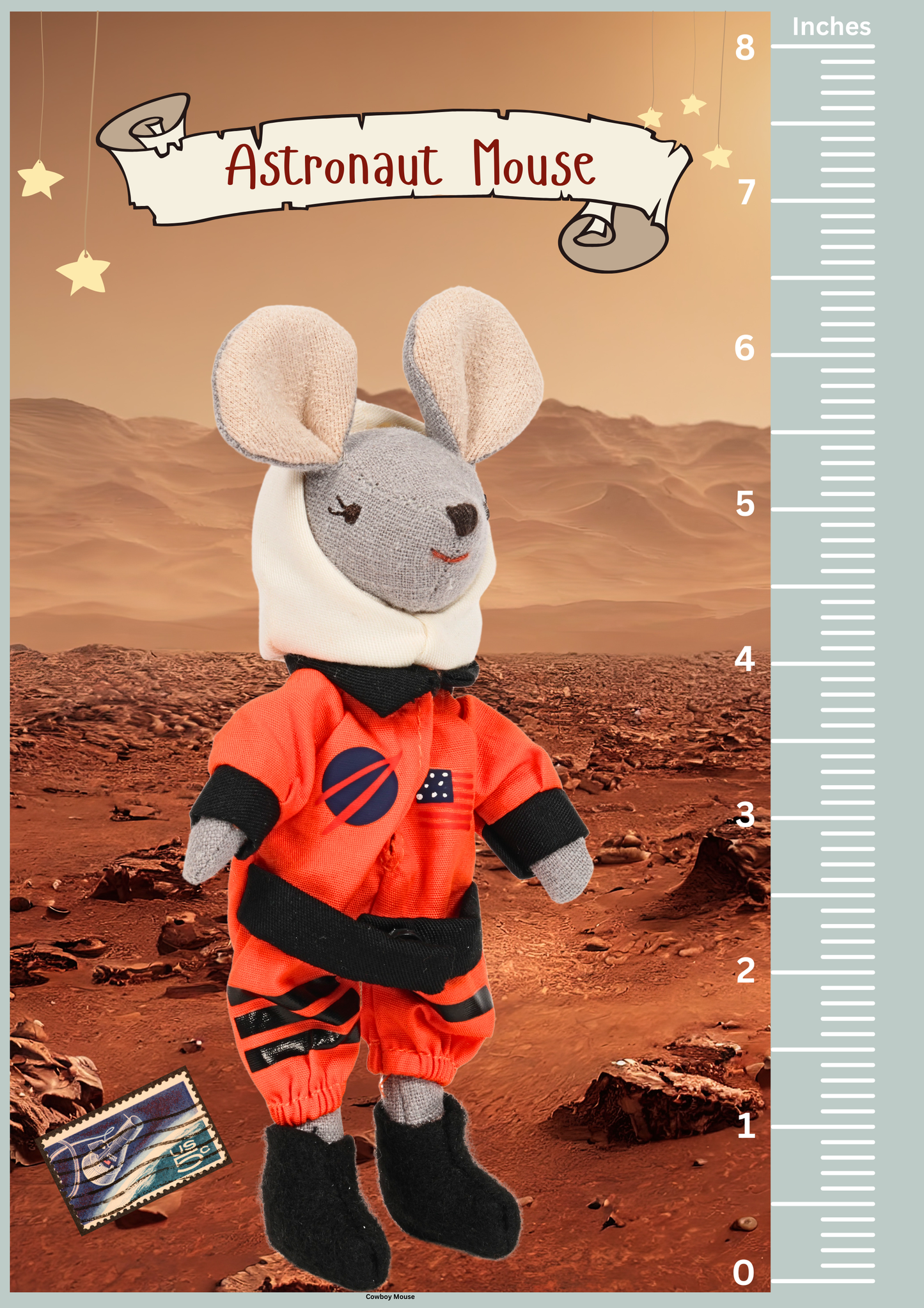 LEVLOVS Astronaut Mouse in a Box with the bedding Orange