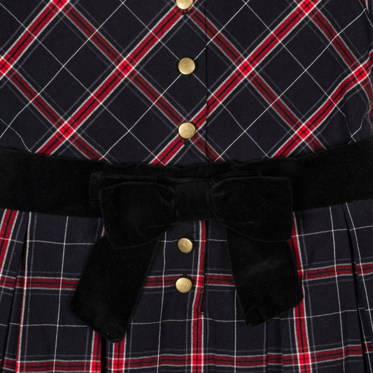 Organic Peter Pan Collar Poplin Dress: Black Ballet Plaid / 3
