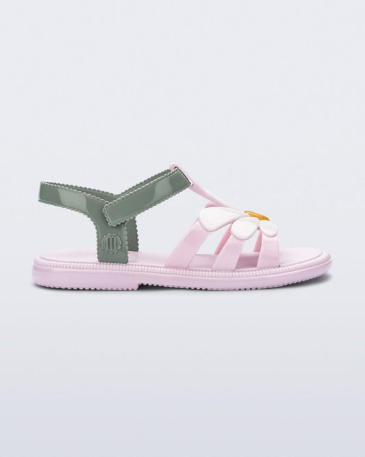 Mini Melissa Hip Bloomy Kids Sandals: Metallic Pink/Green