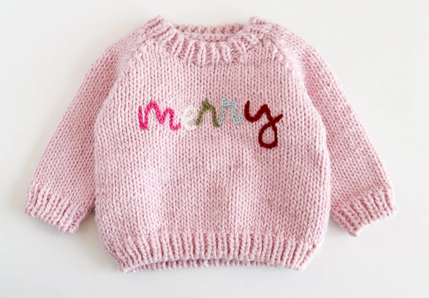 Merry Baby Sweater Pink Christmas Holiday Apparel Gift: S; 12-24M