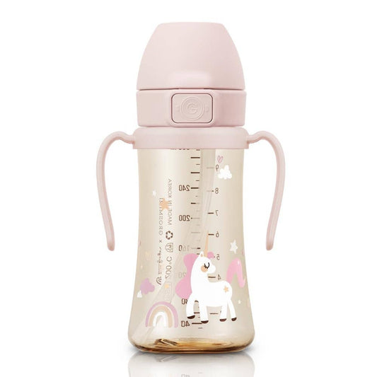 Grosmimi PPSU Straw Cup with Flip Top - 10oz (300ml) Stage 2 Straw