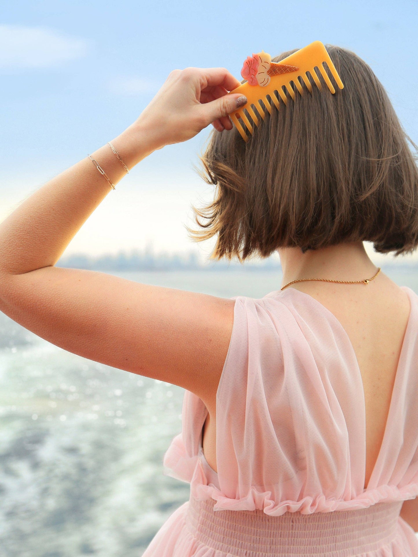 Hand-painted Gelato Detangling Wide Tooth Hair Comb | Eco-Friendly