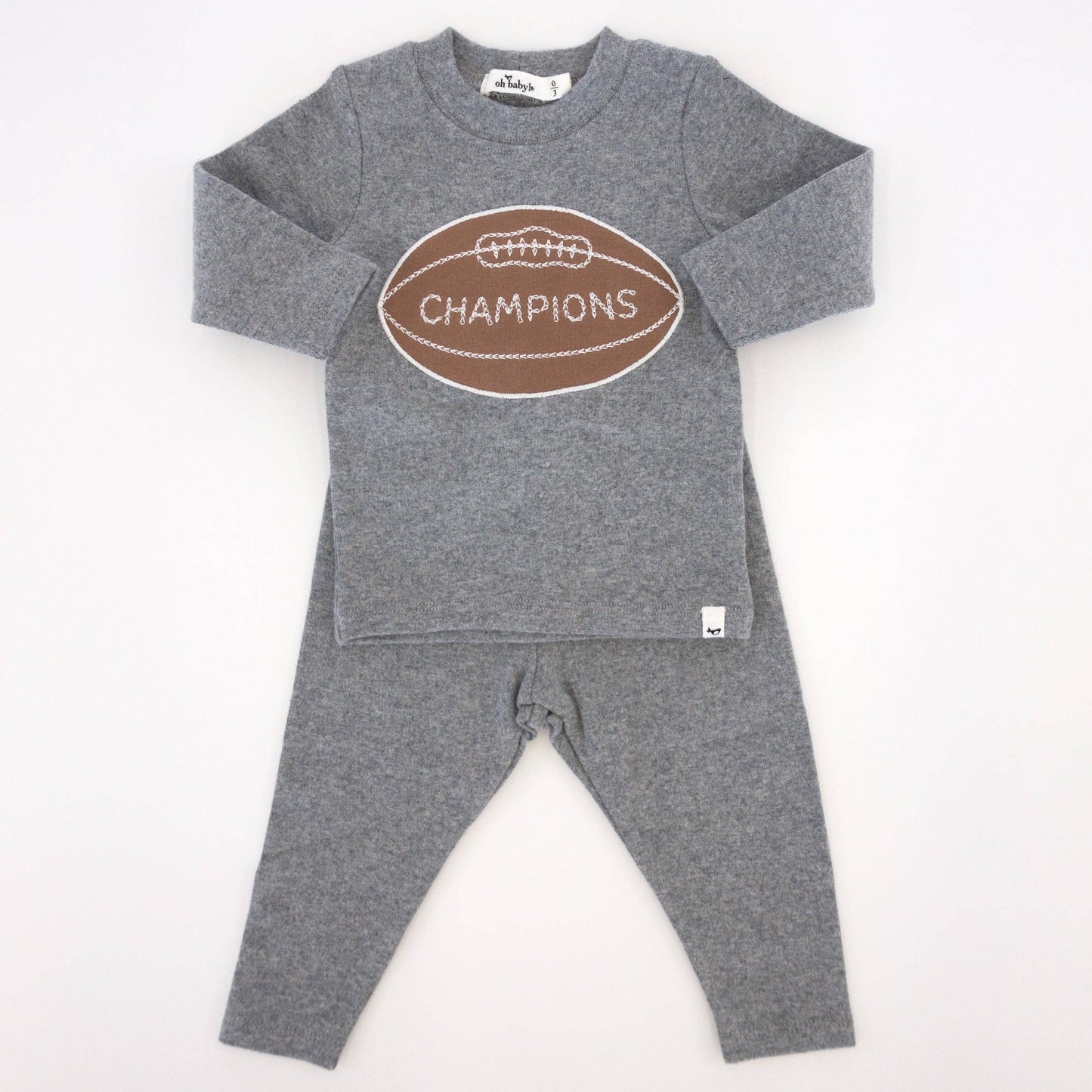 Oh baby! Two Piece Set - Football Champions Patch - Coal: Coal / 3-6 mo