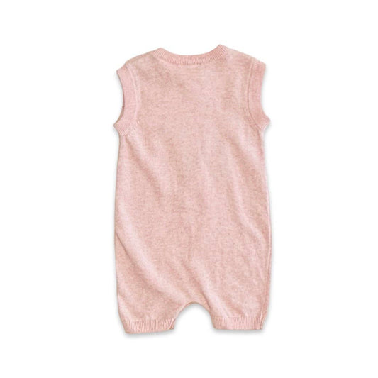 Ice Cream Embroidered Knit Sleeveless Baby Romper (Organic): Pink Heather