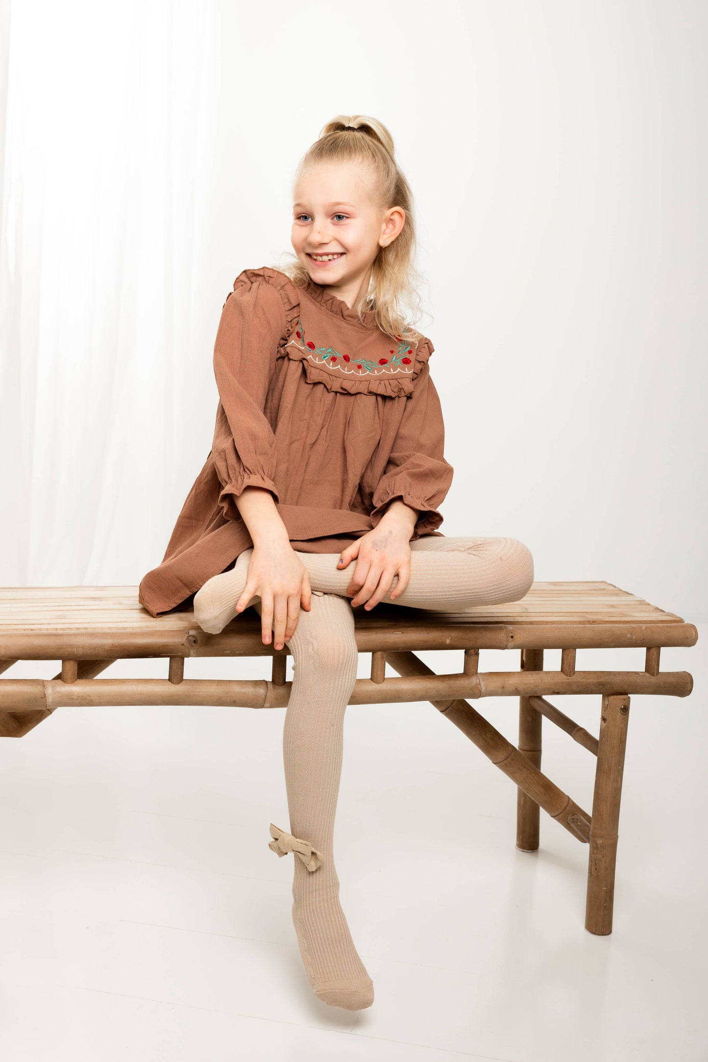 Annie & Charles® RIB TIGHTS WITH STITCH FINIA: Beige
