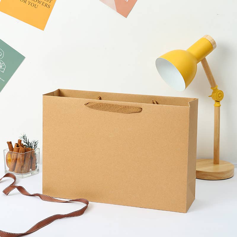 Horizontal Brown Thick Kraft Paper Gift Bag w/ free tissue: B5