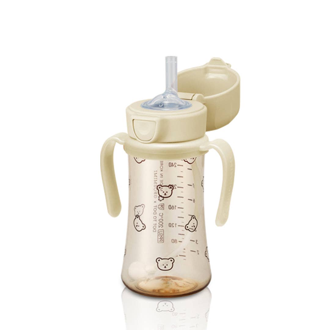 Grosmimi PPSU Straw Cup with Flip Top & Weight - 10oz (300ml)