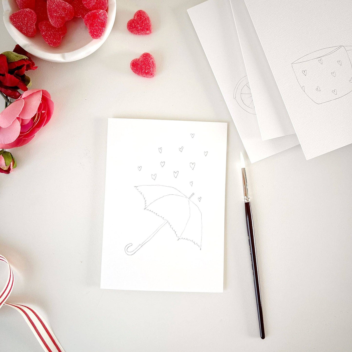 Love sweet love paintable watercolor notecard set