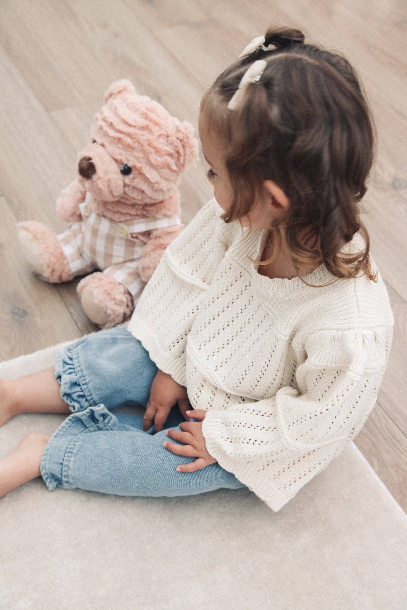 Cream Cotton Flare Sleeve Knit Jumper: 18-24m