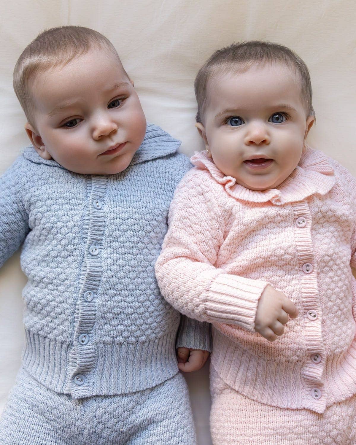 Girls Knit 2 Pc Cardigan set: Baby Pink / 6-M