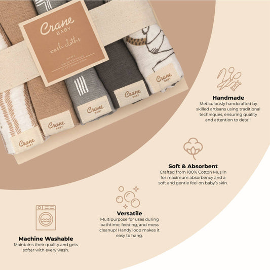 Ezra 5-pc. Wash Cloth Set (Woodland Animal)