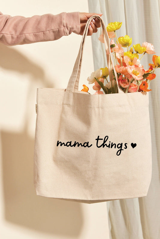 MAMA THINGS Canvas Tote Bag: NATURAL / ONE SIZE