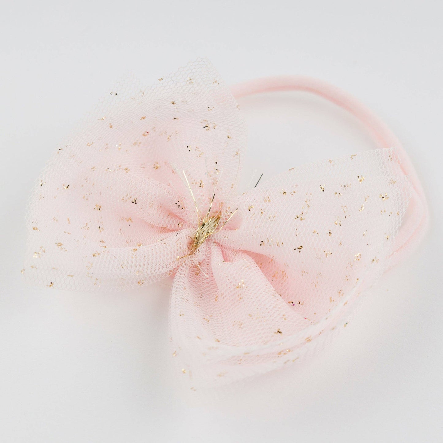 Light Pink/Gold Glinda Bow Nylon Headband