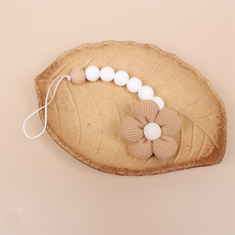 Annie&Charles® silicone pacifier chain FLOWER: Beige Flowers