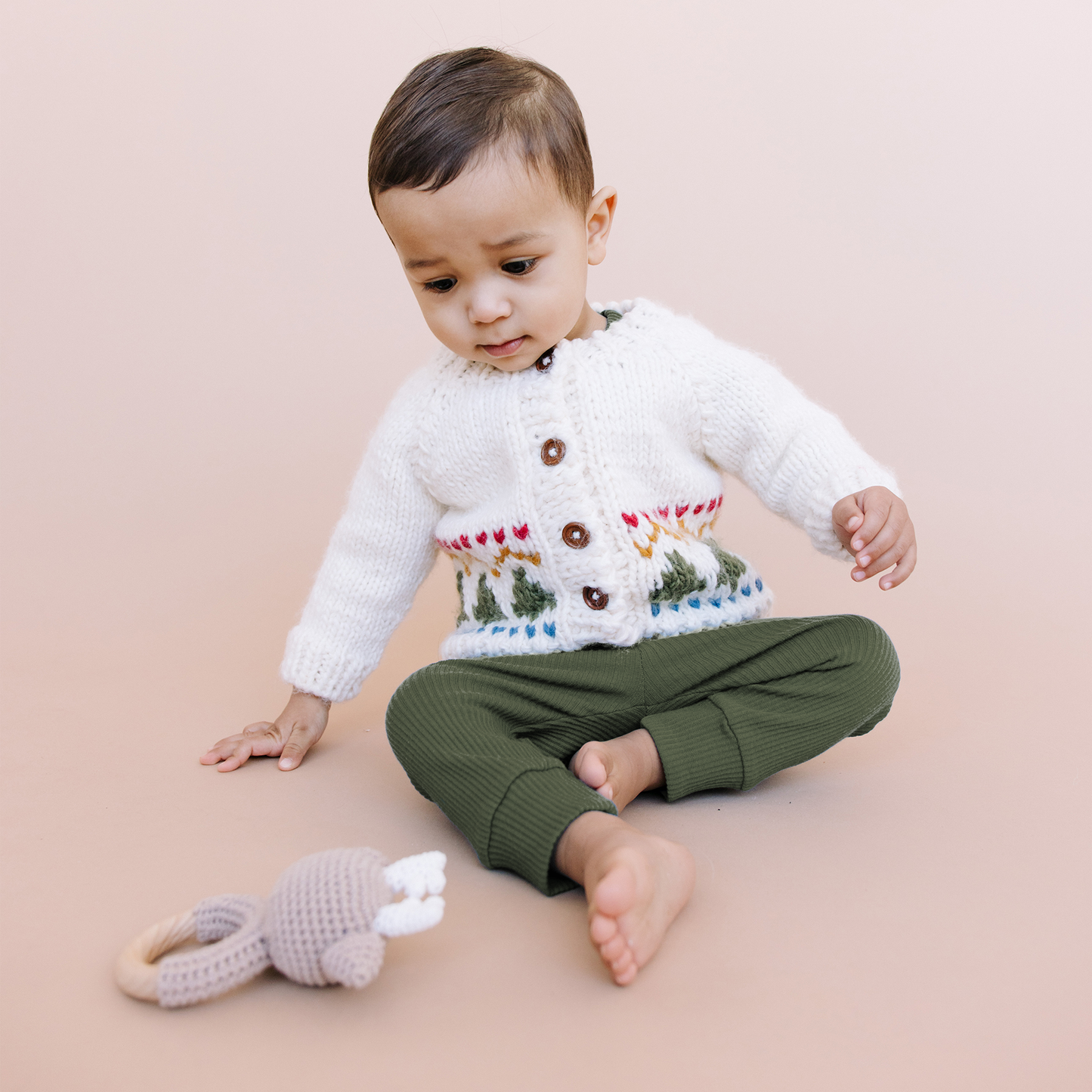 Tree Fair Isle Cardigan | Kid Baby Fall Christmas Sweater: M; 2-3Y