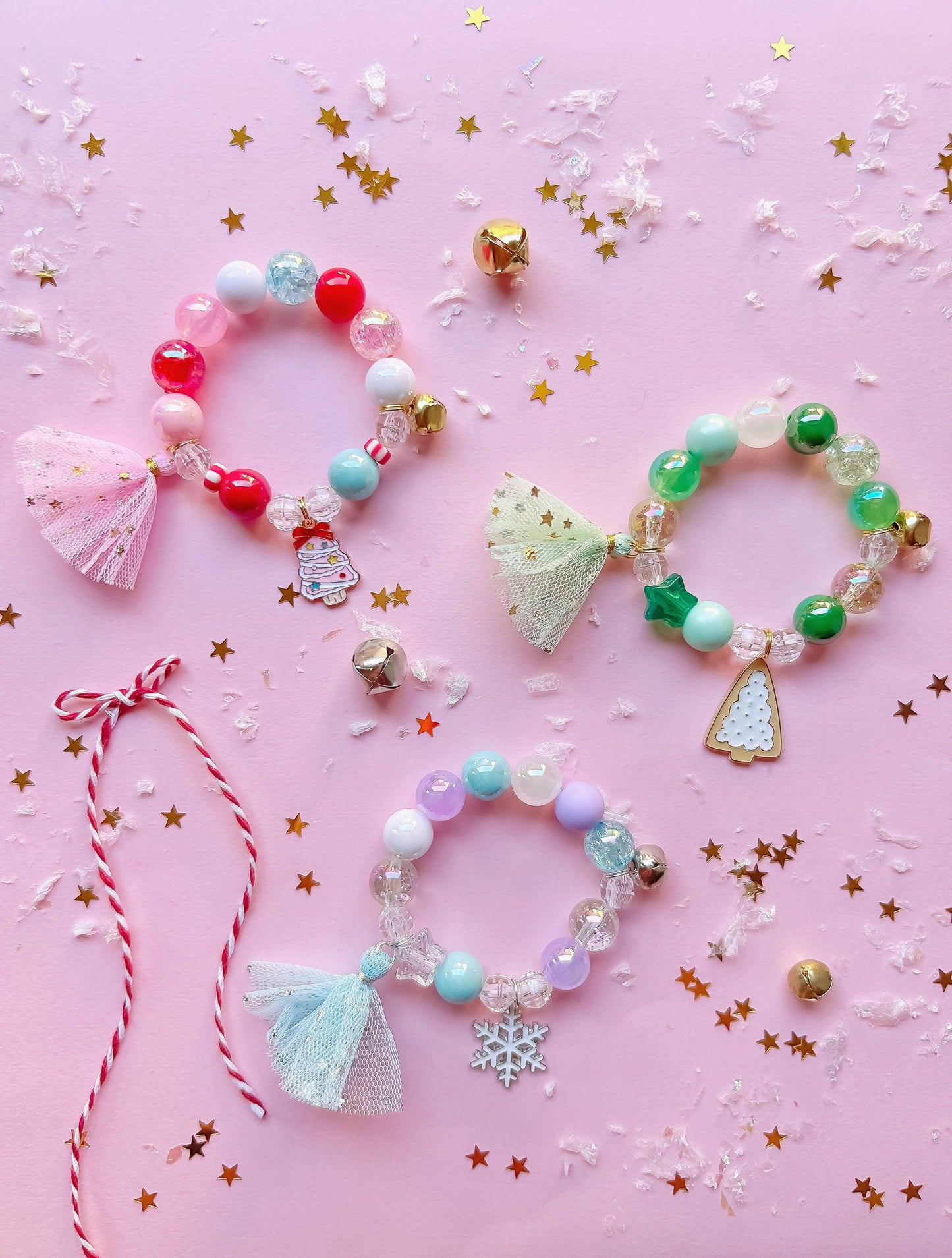 Starlette Collection – Sugarplum Tree Beaded Charm Bracelet