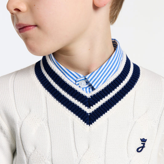 Child cable knit sweater - Jacadi Soft White