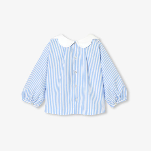 Baby girl striped poplin blouse - white/blue