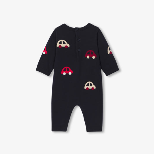 Baby boy pattern knit jumpsuit