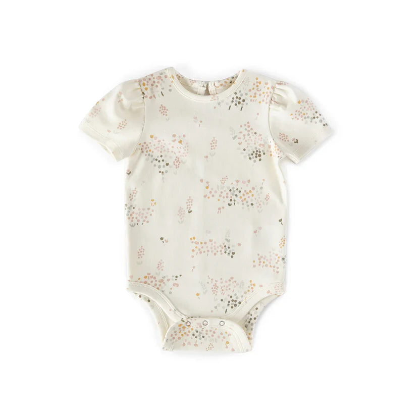 Short Sleeve Puff One-Piece - Flower Patch