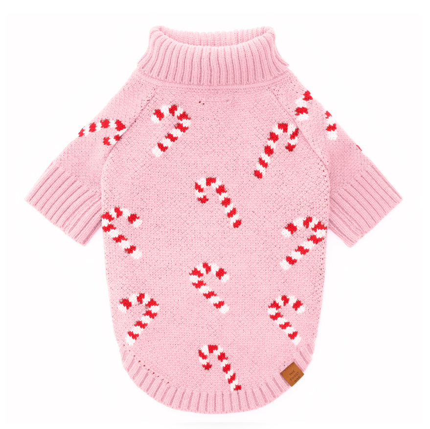 Pink Candy Canes Dog Sweater: S