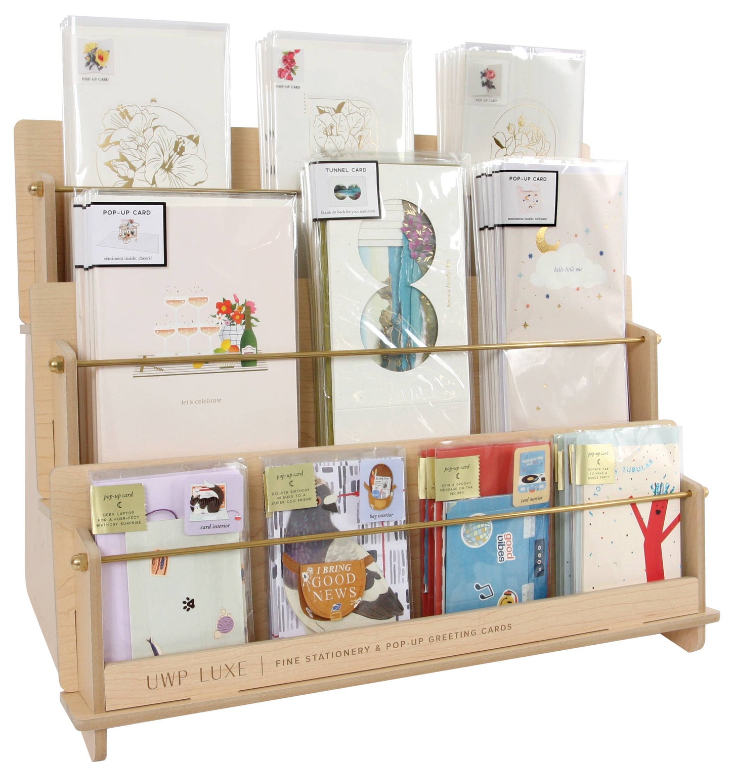 Countertop Wood & Brass Card Display- Empty Display