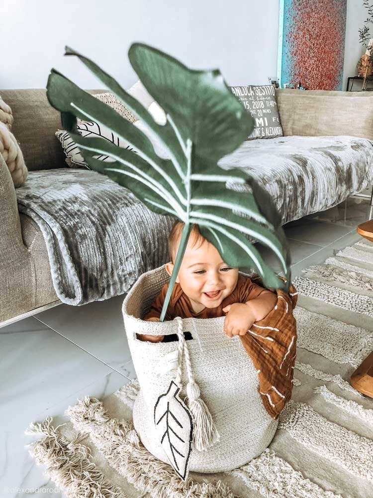 Basket Leaf Natural: 1' x 1' x 1'