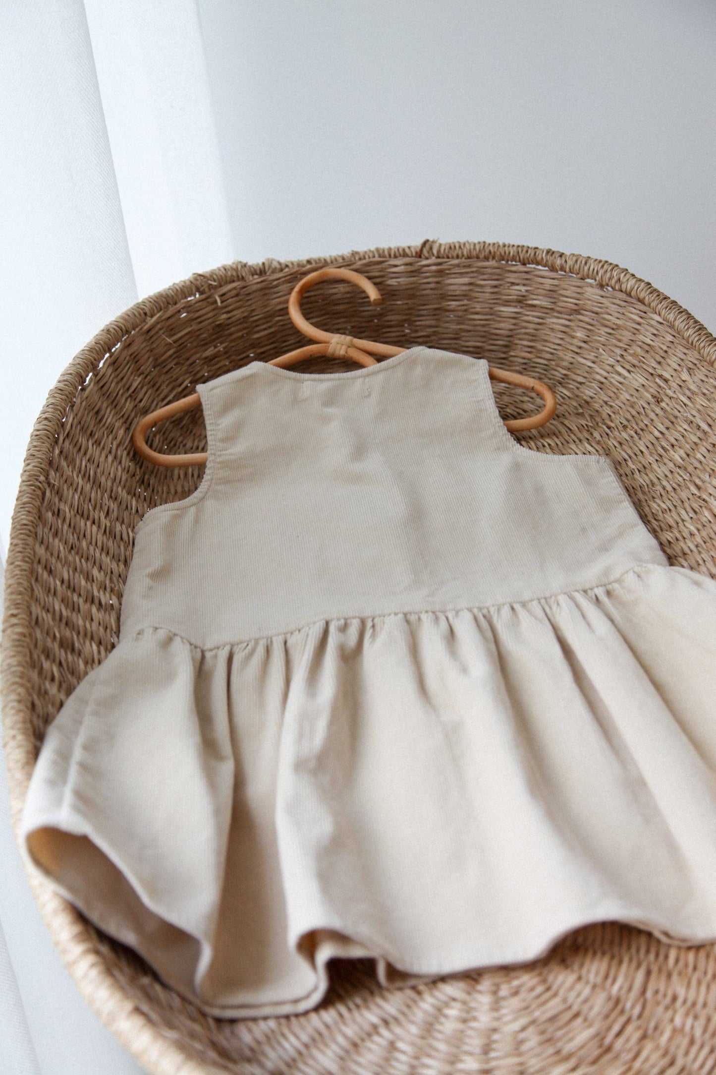 Beige/Cord Frill Pocket Peplum Dress: 4-5y