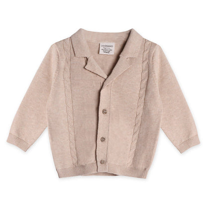 Resort Cable Knit Baby Sweater Cardigan & Pant Set: Oatmeal Heather
