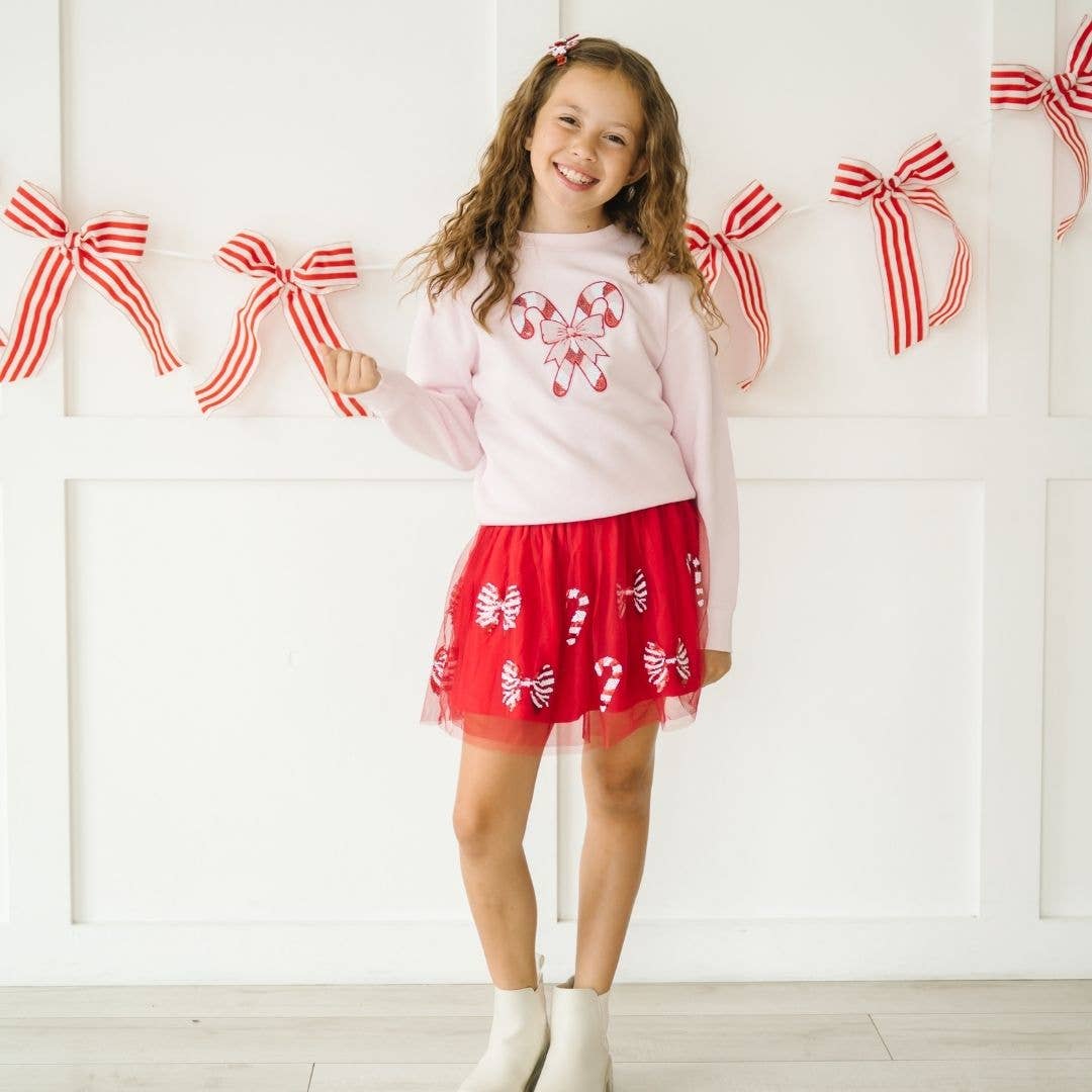 Candy Cane Coquette Sequin Christmas Tutu - Kids Clothing: 4-6Y