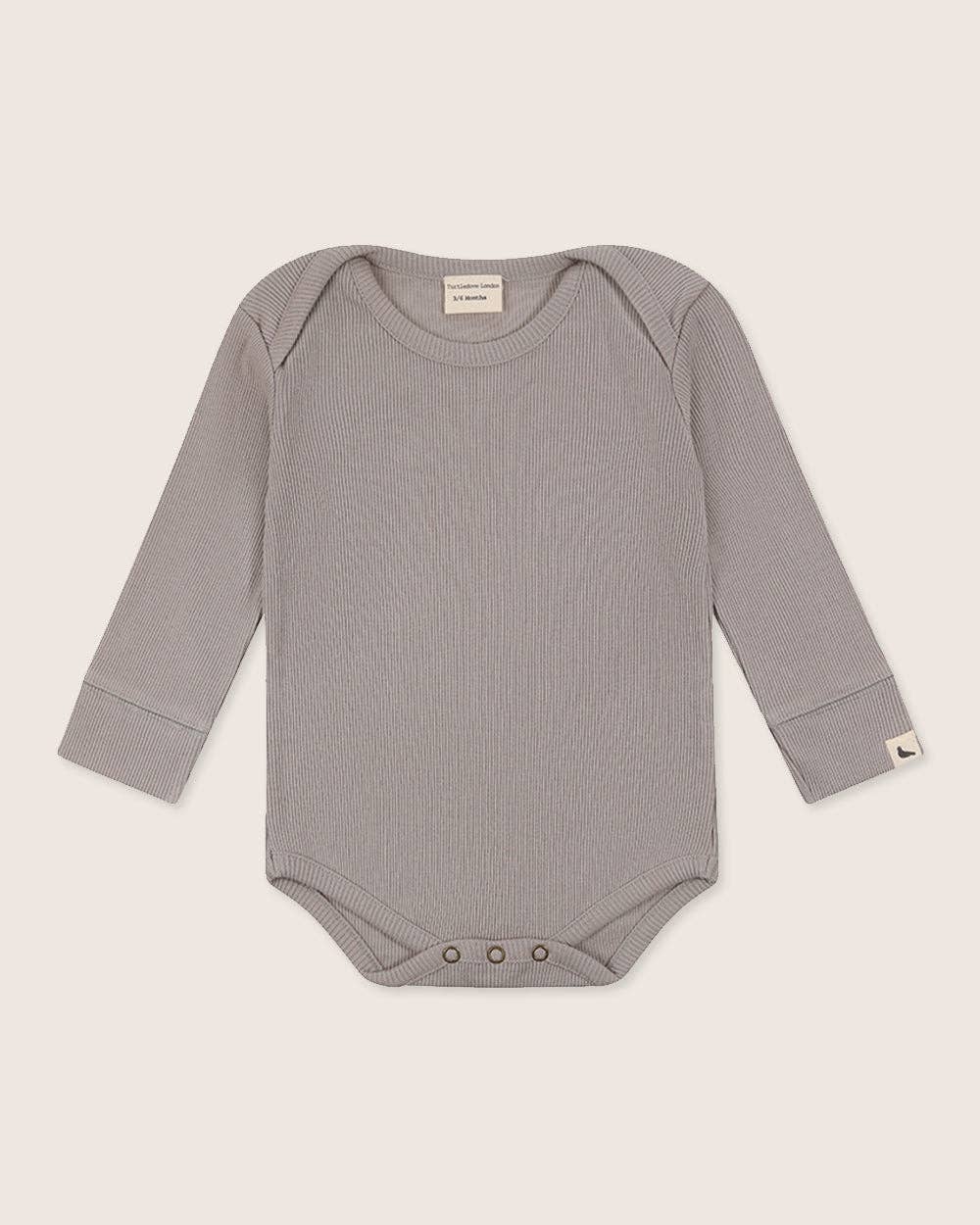 Grey Rib Bodysuit: Grey / 3-6 Months