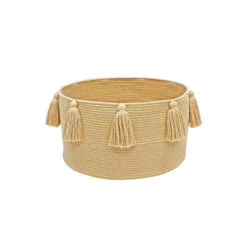 Basket New Tassels Honey: 1'4" x 10"