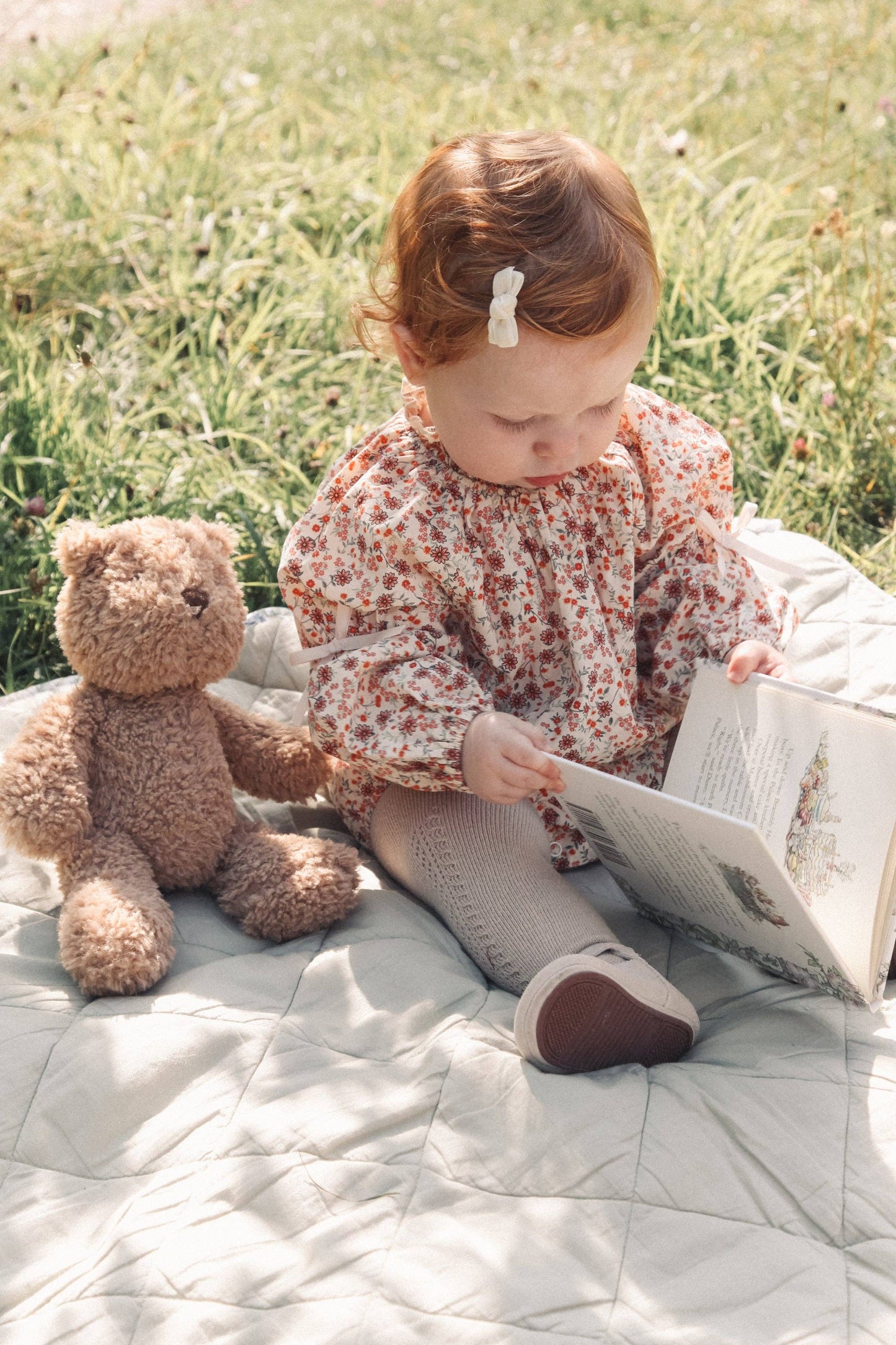 Autumn Floral/Bow Long Sleeve Romper: 18-24m