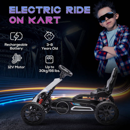 Aosom 12V Electric Go Kart for Kids –White, Adjustable Speed