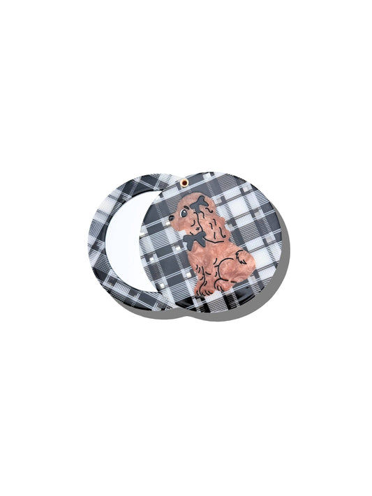 Hand-painted Coquette Puppy Compact Mirror | Eco-Friendly