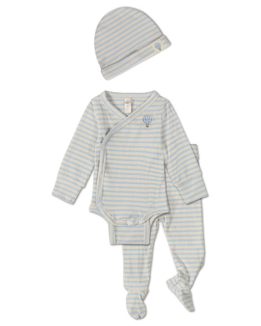Striped Hot Air Balloon 3 Pc Set: Blue / 3 Months
