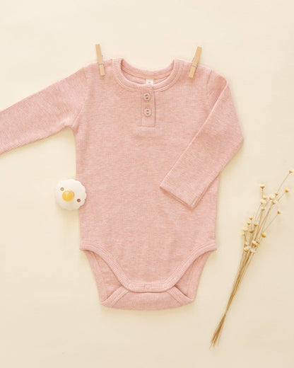 Ribbed Long Sleeve Onesie Rose