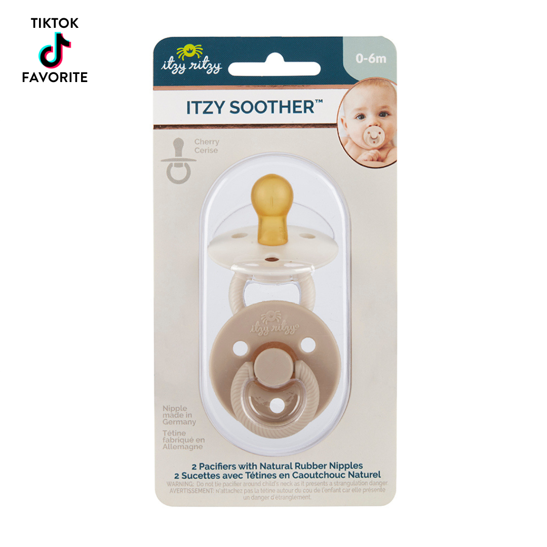 *NEW STYLES* Itzy Soother™ Natural Rubber Paci Sets: Coconut + Toast 6-18 M