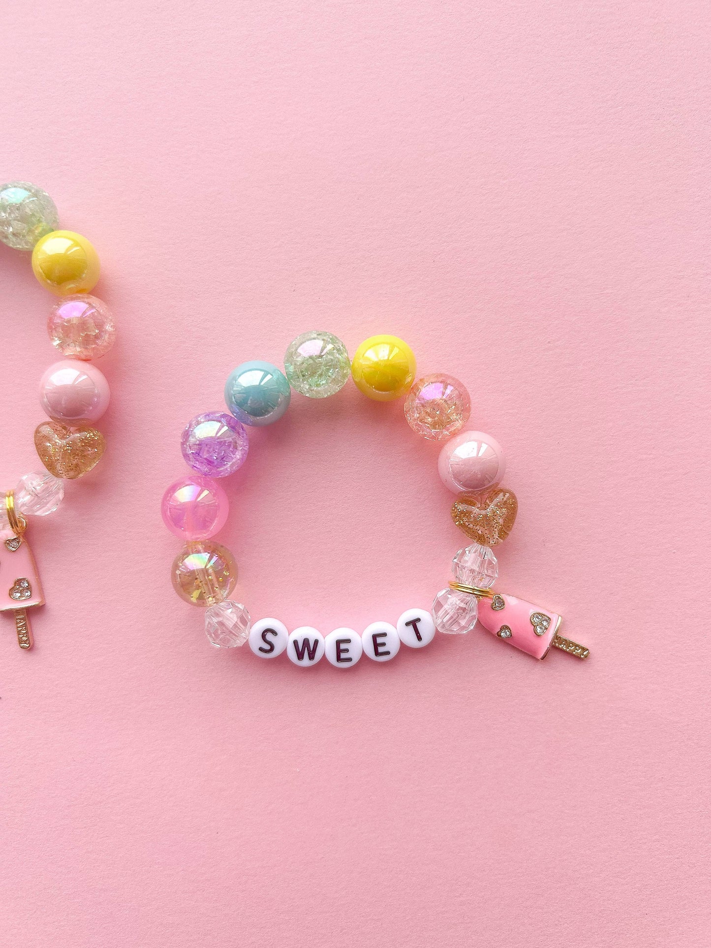 Valentine Pink Ice Pop Kids Charm Bracelet