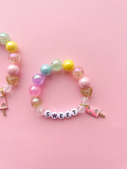 Valentine Pink Ice Pop Kids Charm Bracelet