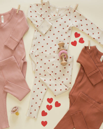Side Snap Bodysuit - Red Hearts