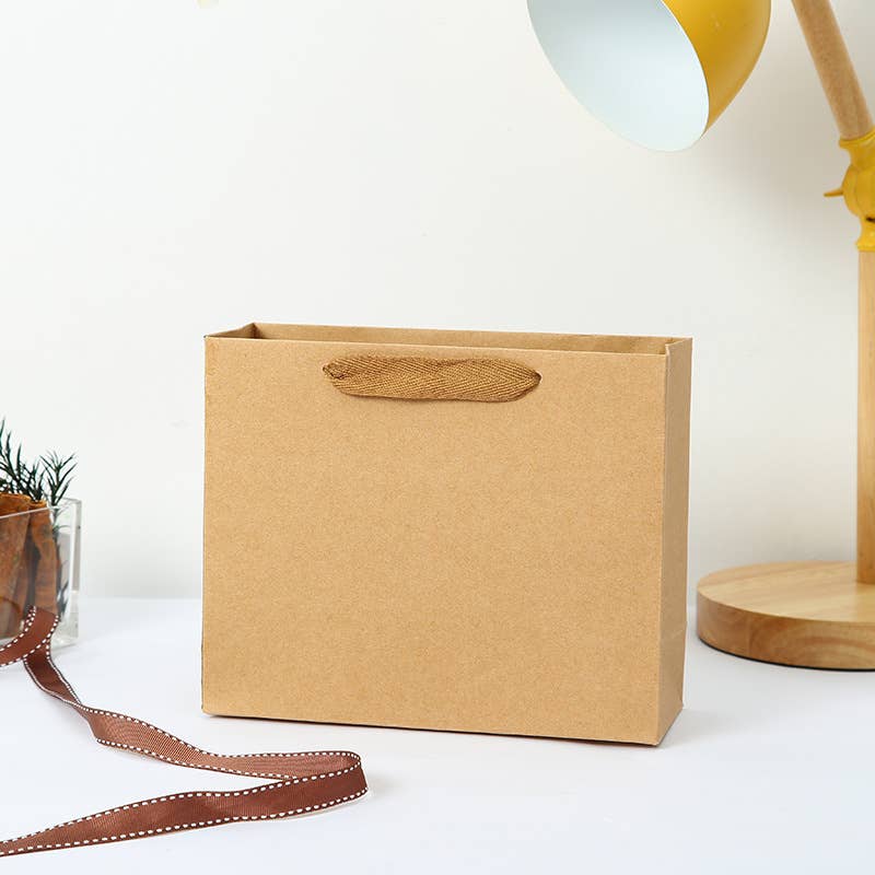 Horizontal Brown Thick Kraft Paper Gift Bag w/ free tissue: B3