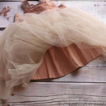 Annie & Charles® organic linen tulle dress: Apricot