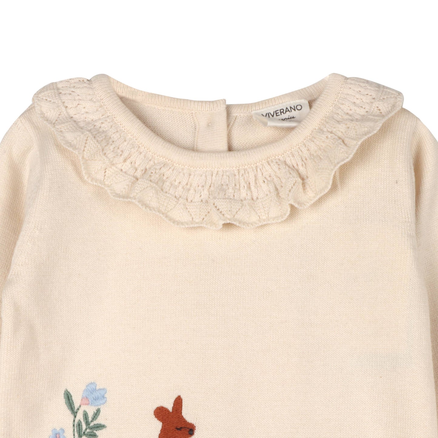 Woodland Embroidered Sweater Knit Baby Pullover & Pants SET: Natural / 12-18M