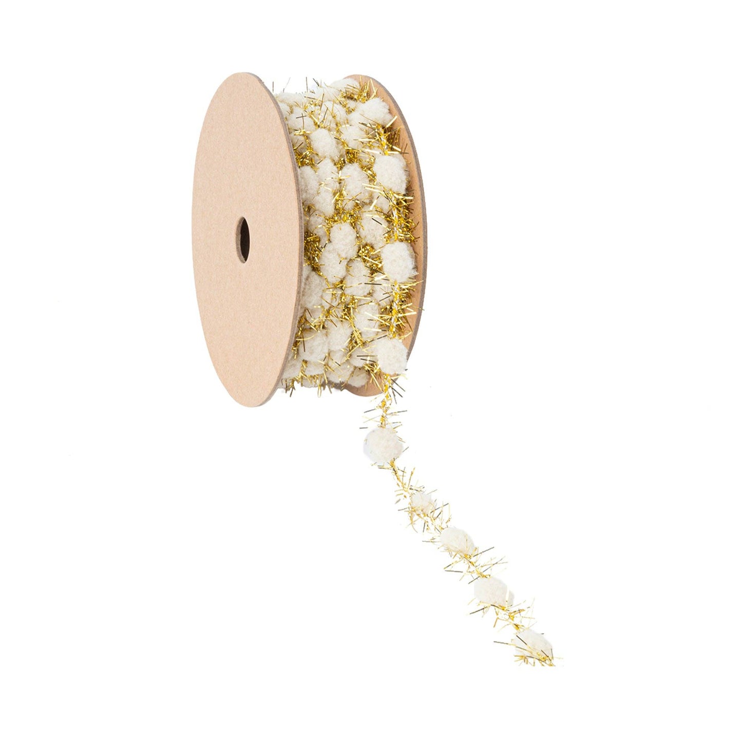 3/8" Tinsel Pom-Pom | Ivory | 10 Yard Roll