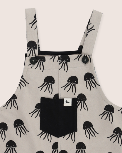 Jellyfish Print Dungarees: Sand / 2-3 Years