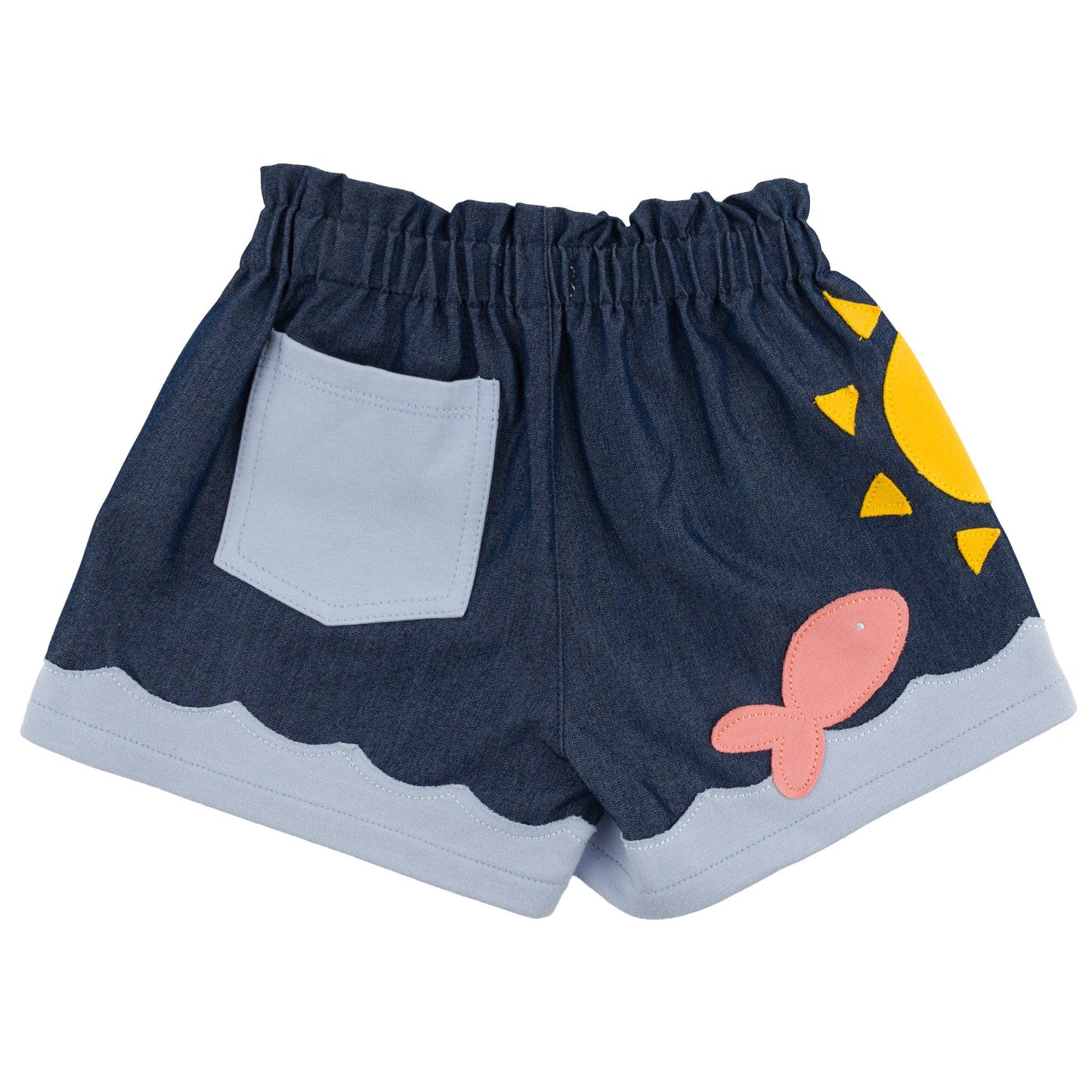 Applique Emerson Lyocell Denim Shorts: Dark Wash / 12-18 mo
